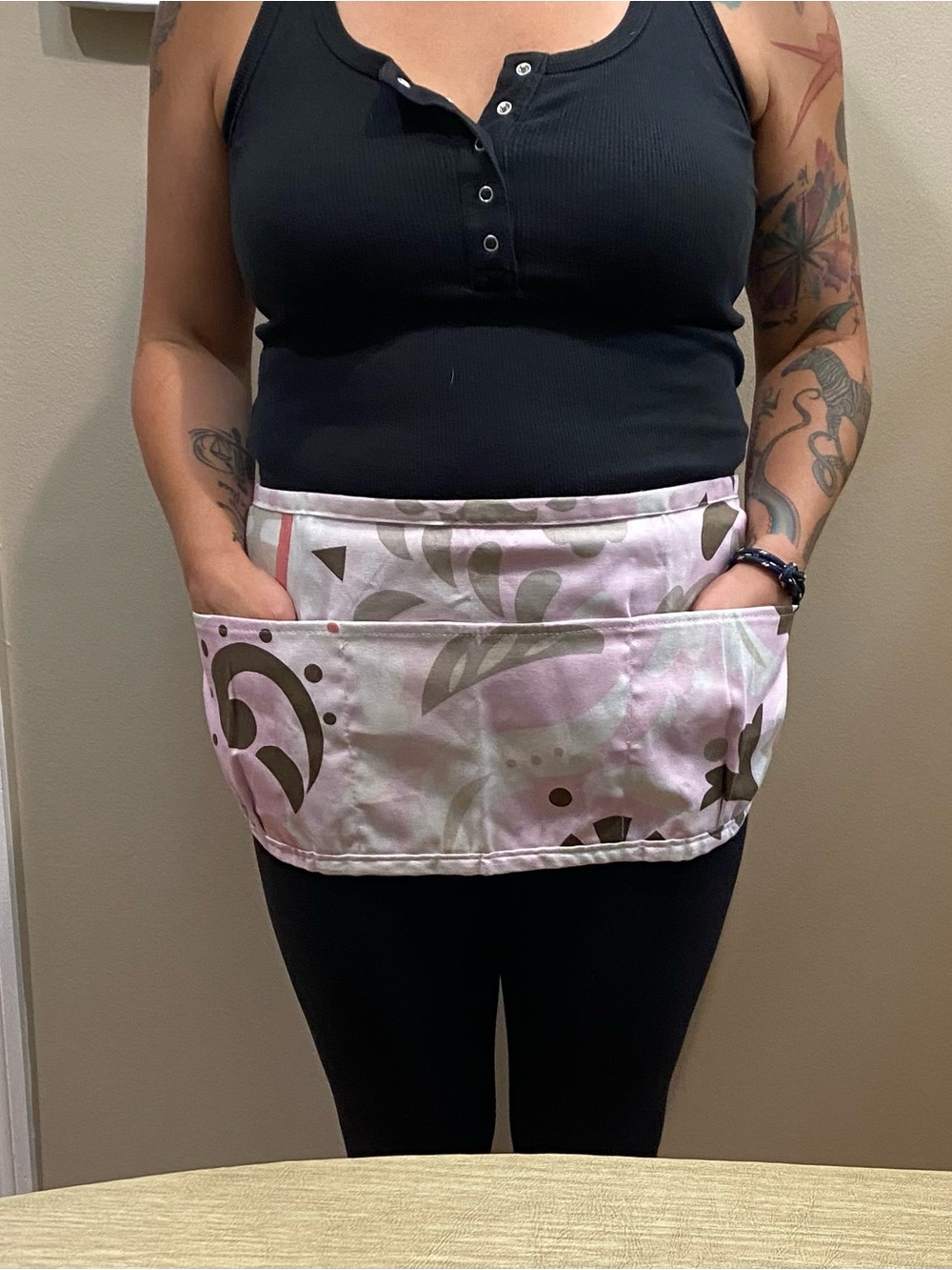 Pink & Brown Floral Utility Apron Waist Pouch